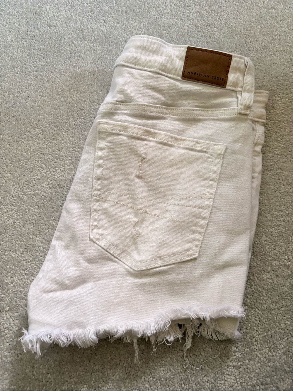 American Eagle Outfitters White Frayed Hem Denim Shorts